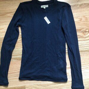 Variegated Ribbed Crewneck Long-Sleeve Tee